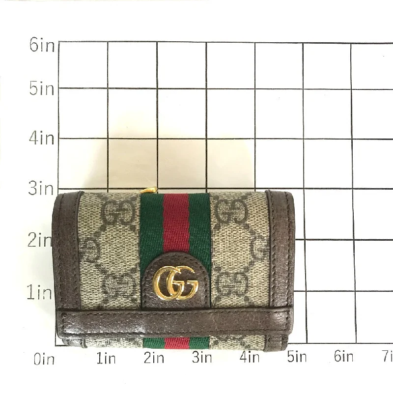 Ladies Gucci Dionysus bags with a chain - link shoulder strapGUCCI Tri-fold wallet 644334 534563 GG Supreme Canvas Beige brown Compact wallet Ofidia Women(Unisex) Used