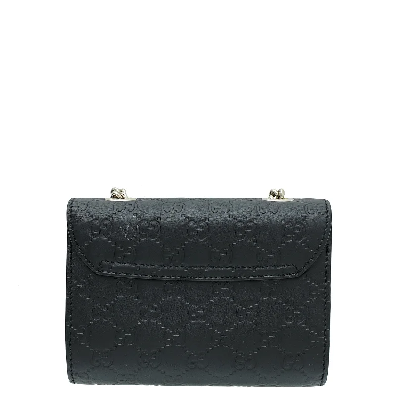 Ladies Gucci shoulder bags with a single - handle designGucci Black GG Guccissima Emily Mini Chain Bag