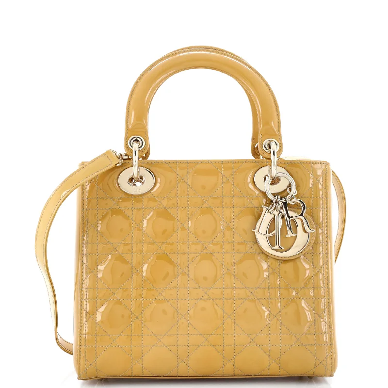 Prada handbags with a patent - leather finish for a shiny and sophisticated appearanceLady Dior Bag Cannage Quilt Patent Medium