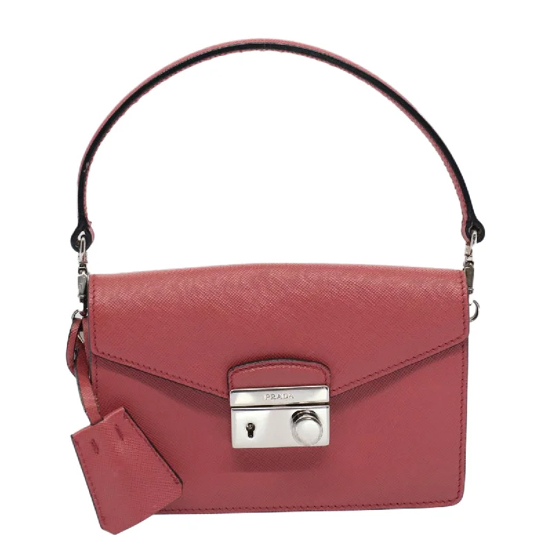 Prada crossbody bags in a vibrant red for a bold fashion statementPRADA Saffiano Clutch Bag