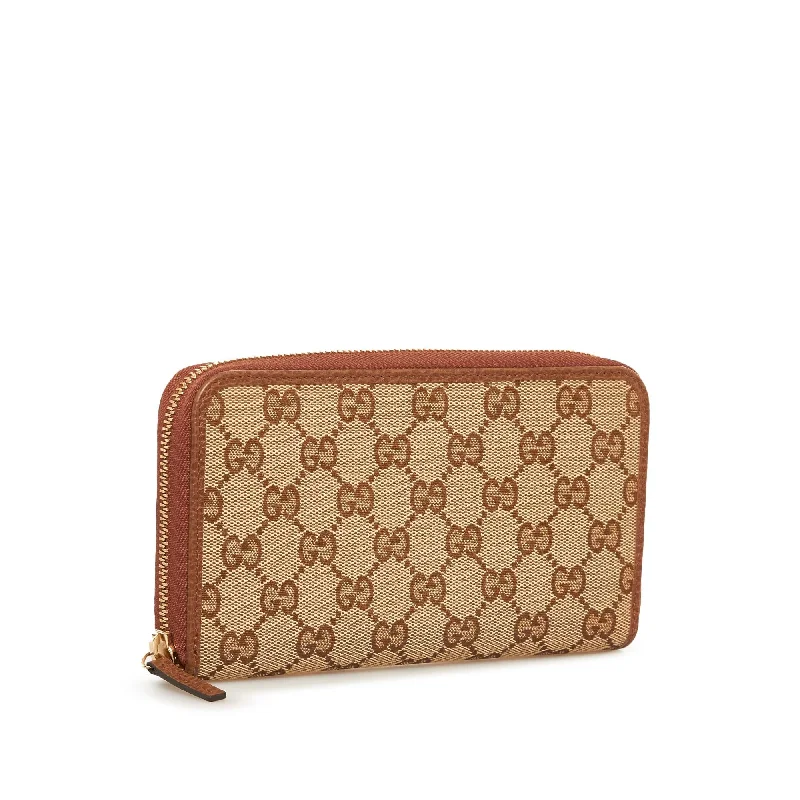 Women Gucci bags with a chain - link trim and a leather bodyGucci GG Canvas Continental Wallet (fP01QB)