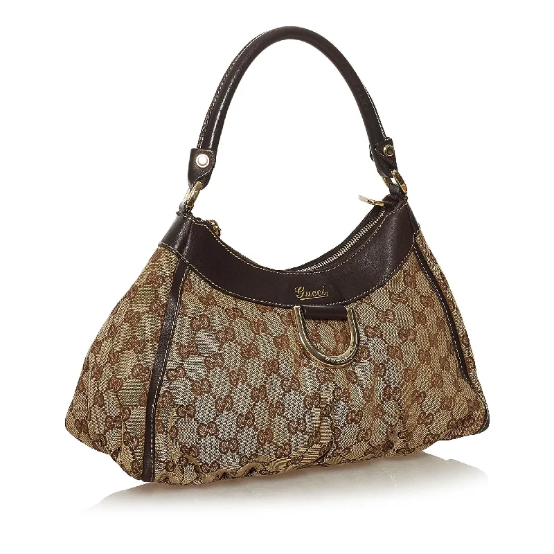 Women Gucci bags with a zippered interior pocketGucci GG Canvas Abbey D-Ring Shoulder Bag (34625)