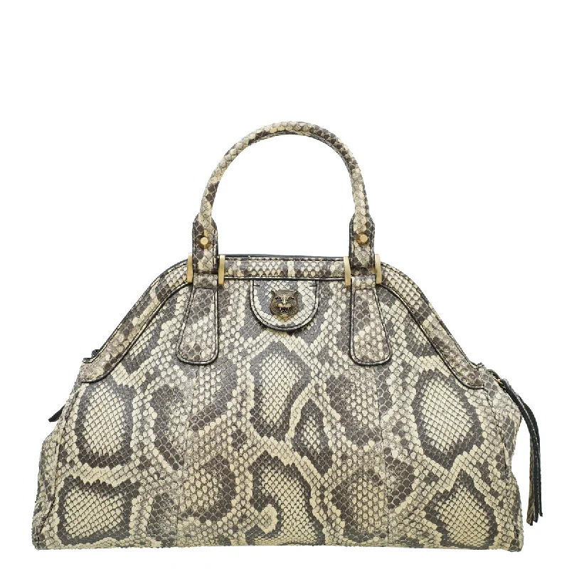 Gucci tote bags for women with a spacious interiorGucci Bicolor Python Re(Belle) Top Handle Medium Bag