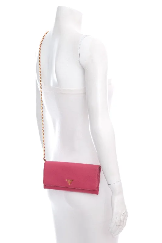 Prada Cahier bags with a leather - wrapped handle for a luxurious feelPrada Pink Wallet on Chain Cross-Body