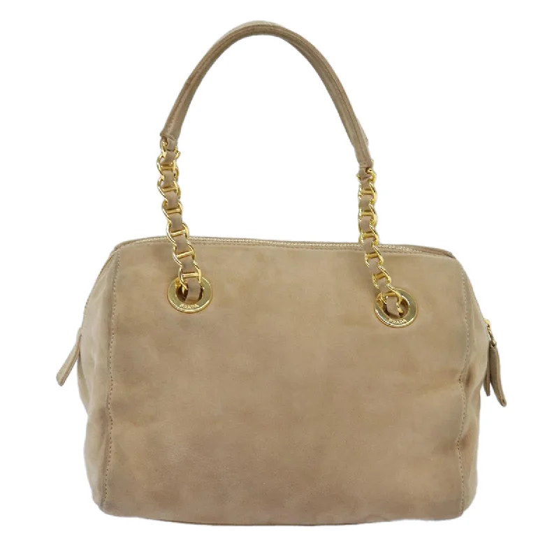 Prada crossbody bags with a woven leather strap for a unique texturePRADA Hand Bag Suede Beige  76978