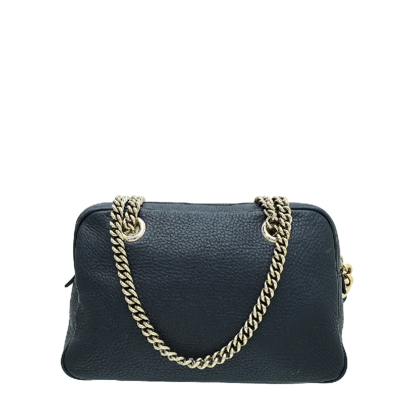 Gucci backpacks for women with a hidden back pocketGucci Navy Blue Soho Tassel Small Chain Bag