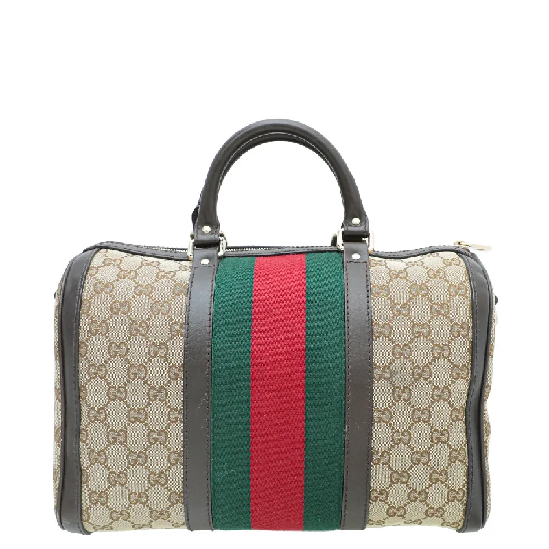 Women Gucci bags with a detachable mirror insideGucci Tricolor GG Vintage Web Joy Boston Medium Bag