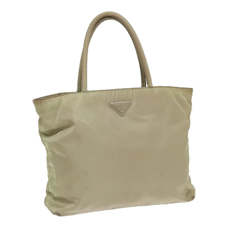 Prada Galleria bags with a structured silhouette for a professional lookPRADA Tote Bag Nylon Cream Auth 82037