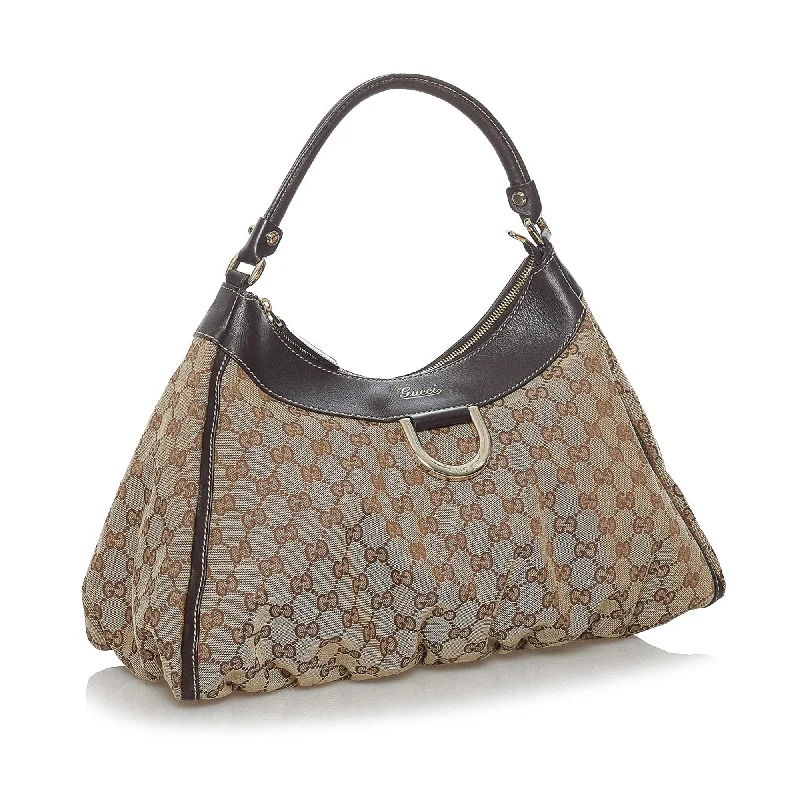 Ladies Gucci shoulder bags with a single - handle designGucci GG Canvas Abbey D-Ring Shoulder Bag (34136)