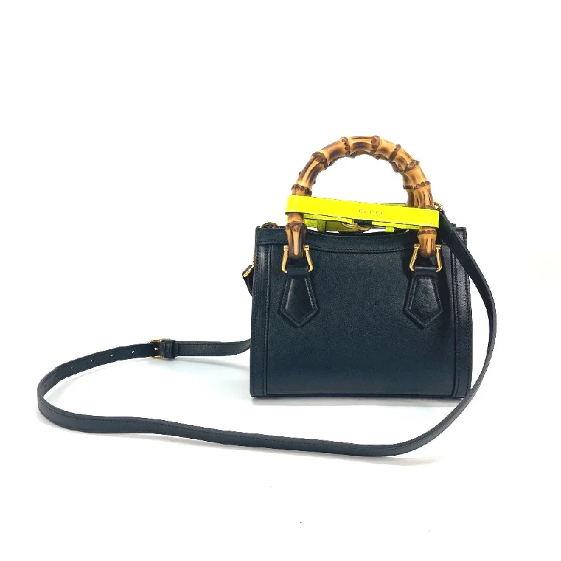 Gucci handbags for women with a beaded trimGUCCI Tote Bag 655661 leather black Neon color strap included Diana Mini Bamboo Women Used