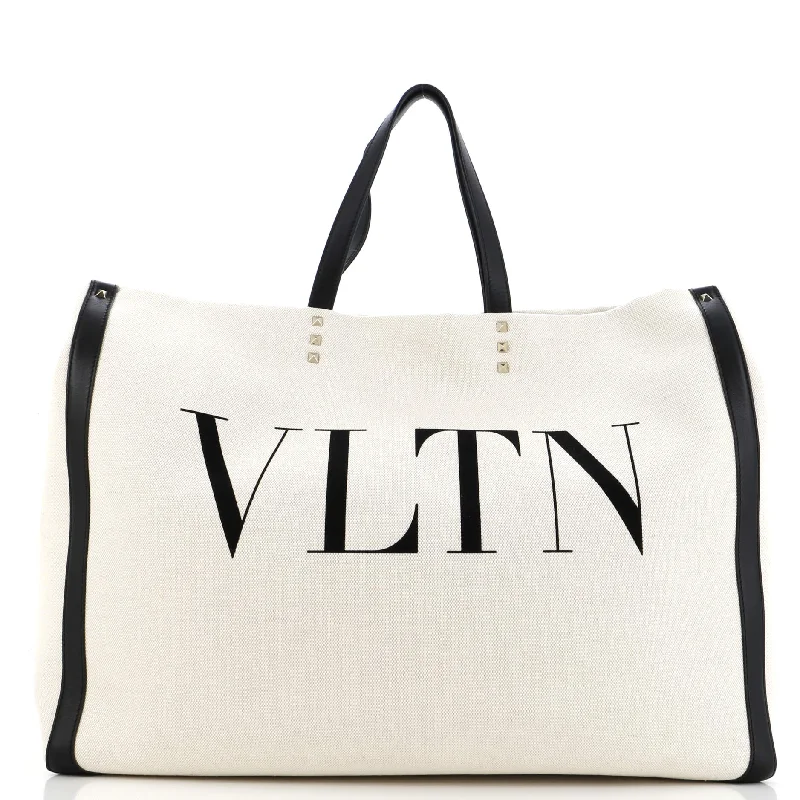 Prada Galleria bags with a structured silhouette for a professional lookGrande Plage VLTN Tote Canvas Large