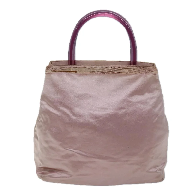 Ladies Prada shoulder bags with a magnetic - closure flap for easy opening and closingPRADA Hand Bag Satin Pink  73154