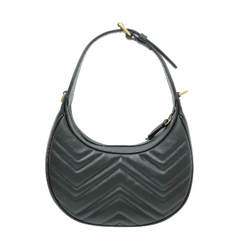 Gucci backpacks for women with a multi - pocket designGucci Black GG Marmont Half Moon Mini Bag