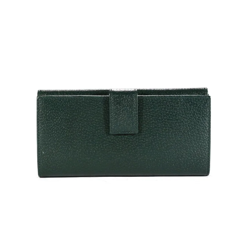 Women Gucci bags with a detachable mirror insideGucci Women's Wallet Leather Large Check Book Forest Green 231843