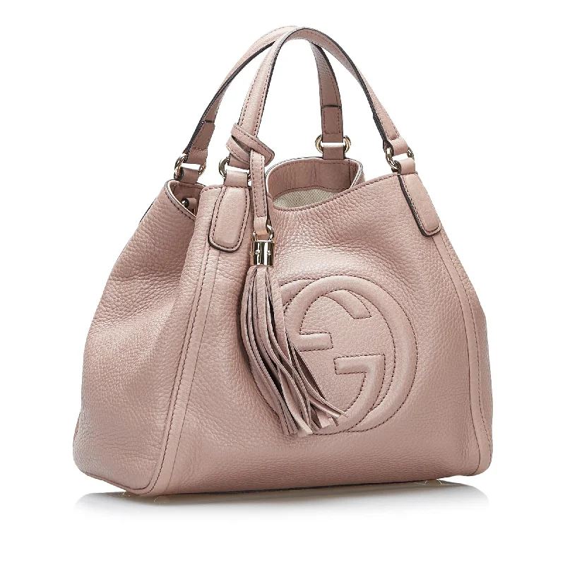 Ladies Gucci shoulder bags with a wide - width strapGucci Soho Satchel (SHG-EmzgCA)