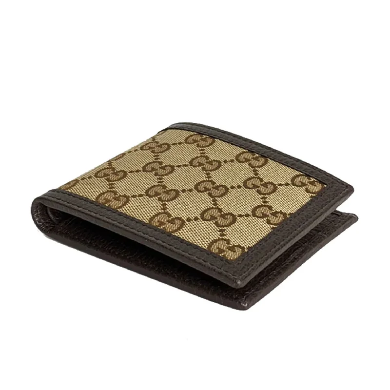 Women Gucci bags with a detachable mobile phone holderGucci Men's Bi Fold wallet 260987 525040 Beige & Brown Guccissima (GGMW2022)