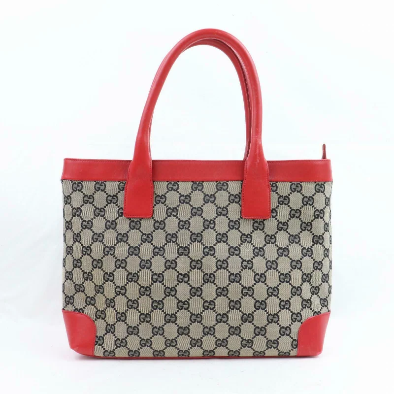 Gucci backpacks for women with a multi - pocket designGucci Tote Bag Red Canvas (SHC1-16084)