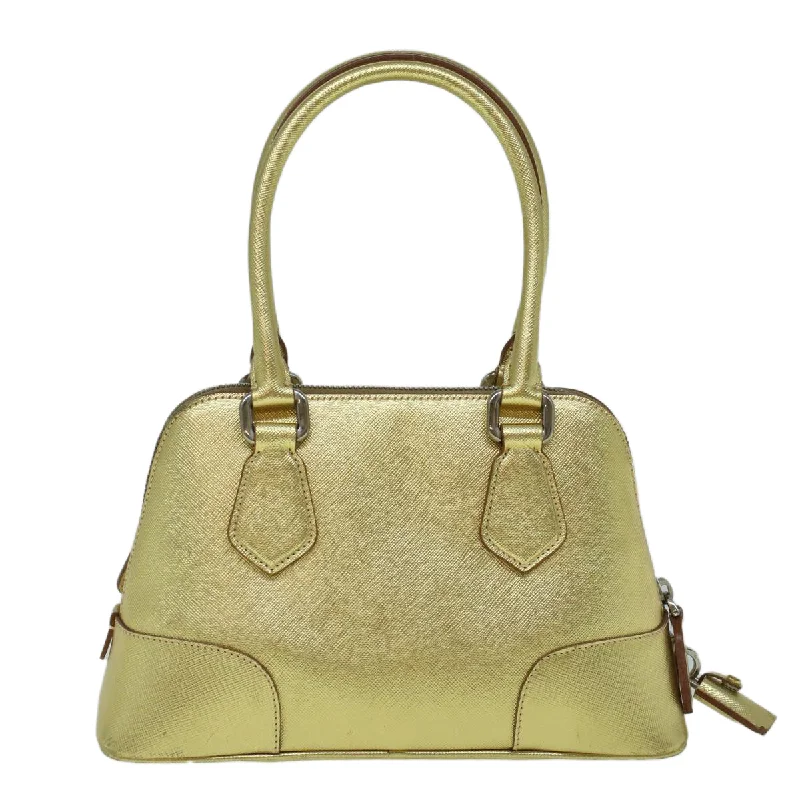 Prada Cleo bags with a curved shape and a chain - link shoulder strapPRADA Hand Bag Safiano leather Gold  60231A