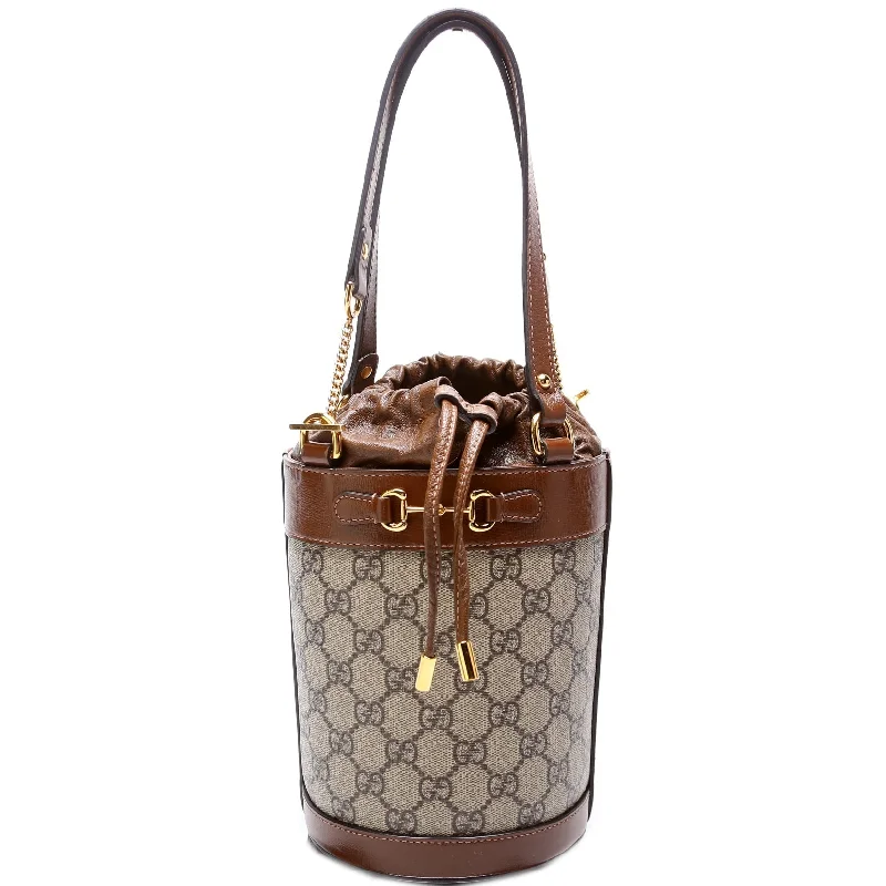 Gucci Marmont bags for women with quilted leather exteriorsHorsebit 1955 Gucci Supreme Small Bucket Bag 637115