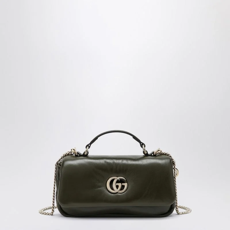 Women Gucci bags with a front - flap pocket for quick - access itemsGucci Mini Gg Milano Handbag Dark Green Women