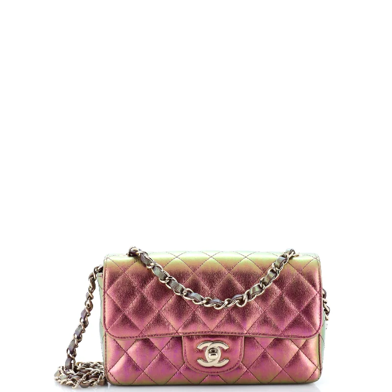 Prada Cahier bags with a monogram - embossed leather surfaceClassic Single Flap Bag Quilted Iridescent Lambskin Mini