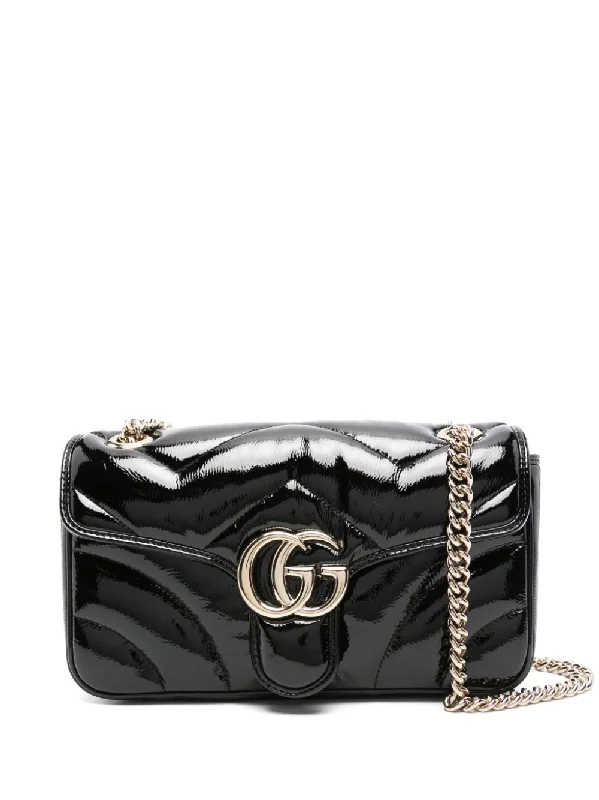 Women Gucci Sylvie bags with a leather - wrapped handleGucci Women Gg Marmont Small Patent Leather Shoulder Bag