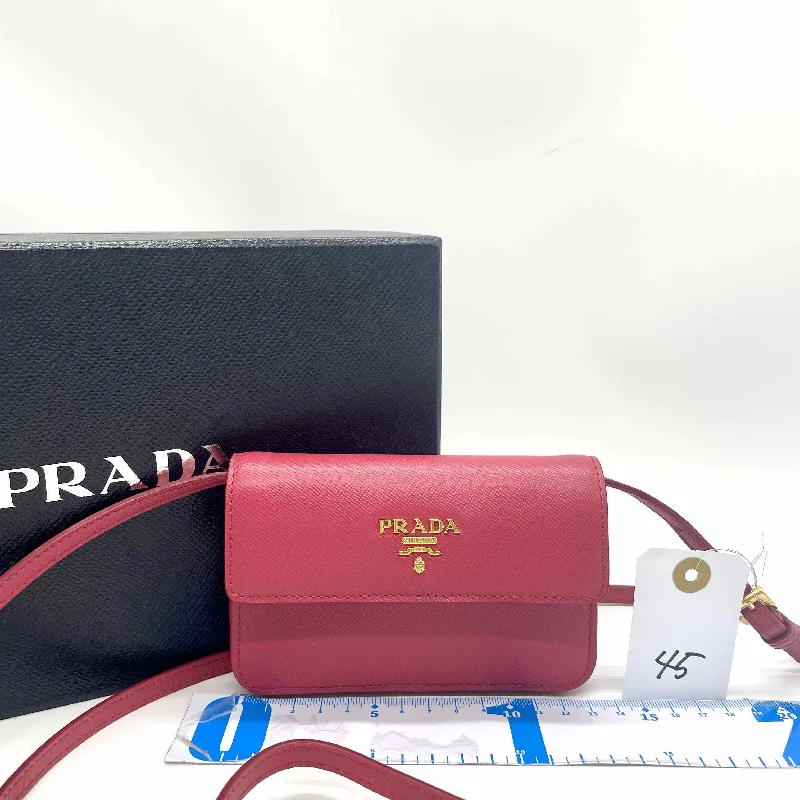 Ladies Prada shoulder bags with a single - handle design for simplicityPrada Saffiano Vintage Clutch Crossbody Bag,Leather,Pink