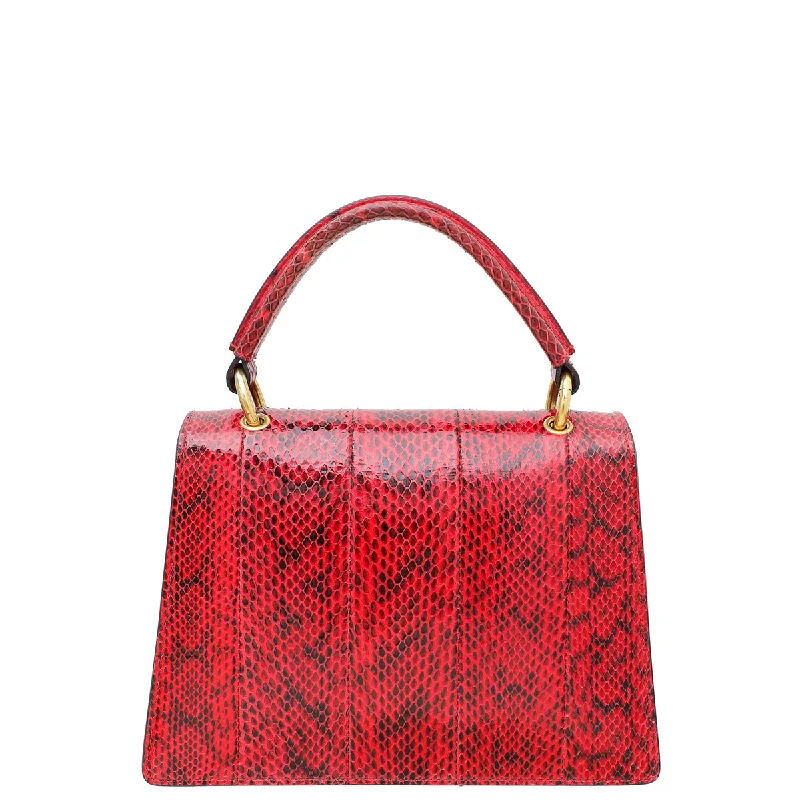 Women Gucci Sylvie bags with a monogram - embossed leatherGucci Red Aged Python Queen Margaret Top Handle Bag