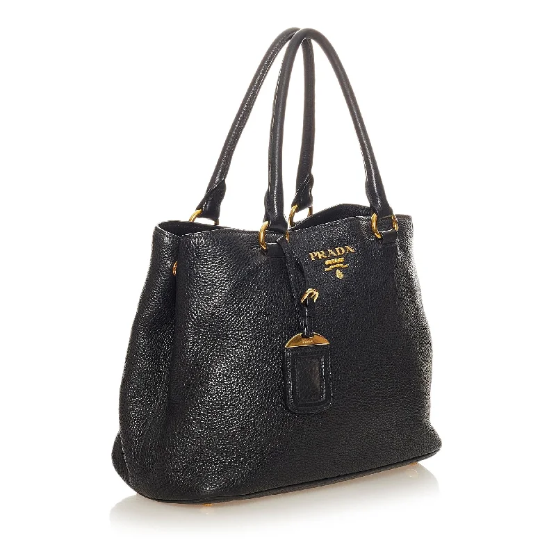 Medium - sized Prada tote bags in classic black for everyday versatilityPrada Vitello Daino Handbag 27239