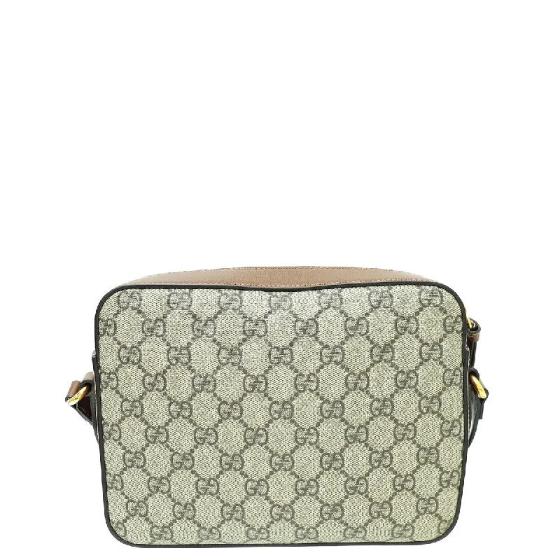 Women Gucci crossbody bags with a keychain holderGucci Bicolor GG Supreme Horsebit 1955 Small Shoulder Bag