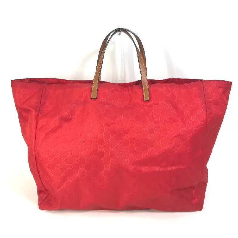 Gucci handbags for women with a metal - framed claspGUCCI Tote Bag 286198 Nylon Red GG pattern Large tote Women Secondhand