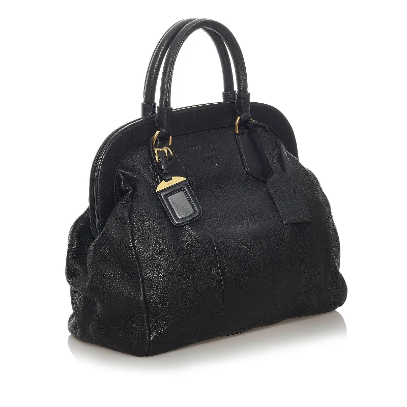 Ladies Prada Galleria bags with a textured leather surface for a more tactile lookPrada Vitello Daino Frame Tote Bag 29025