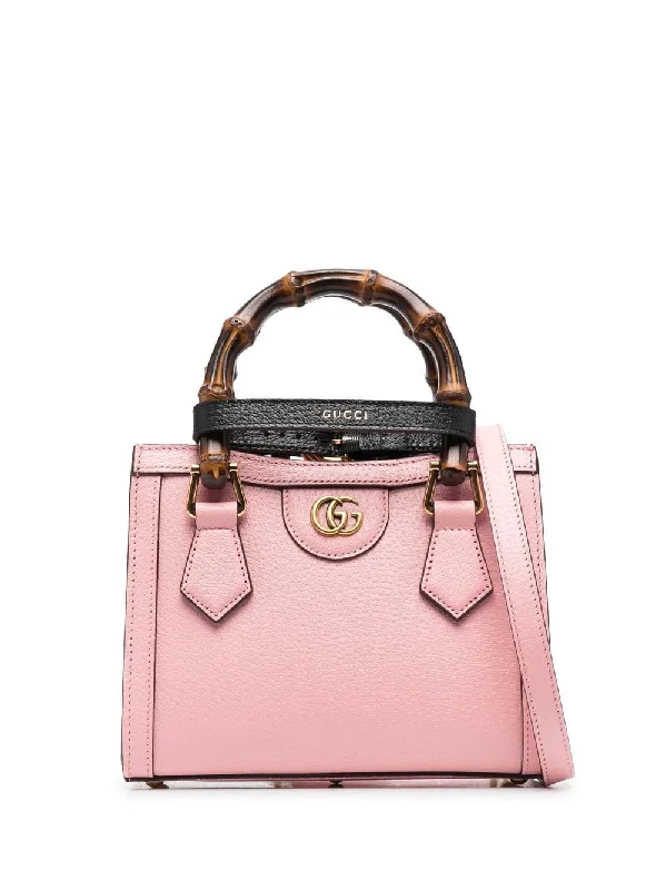 Women Gucci bags with a chain - link trim and a leather bodyGucci Women Diana Mini Leather Shopping Bag