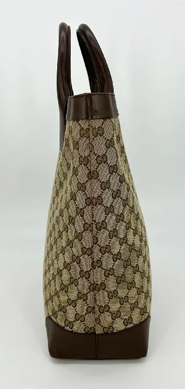 Women Gucci crossbody bags with a woven leather strapGUCCI Monogram Canvas Long Shopper Tote