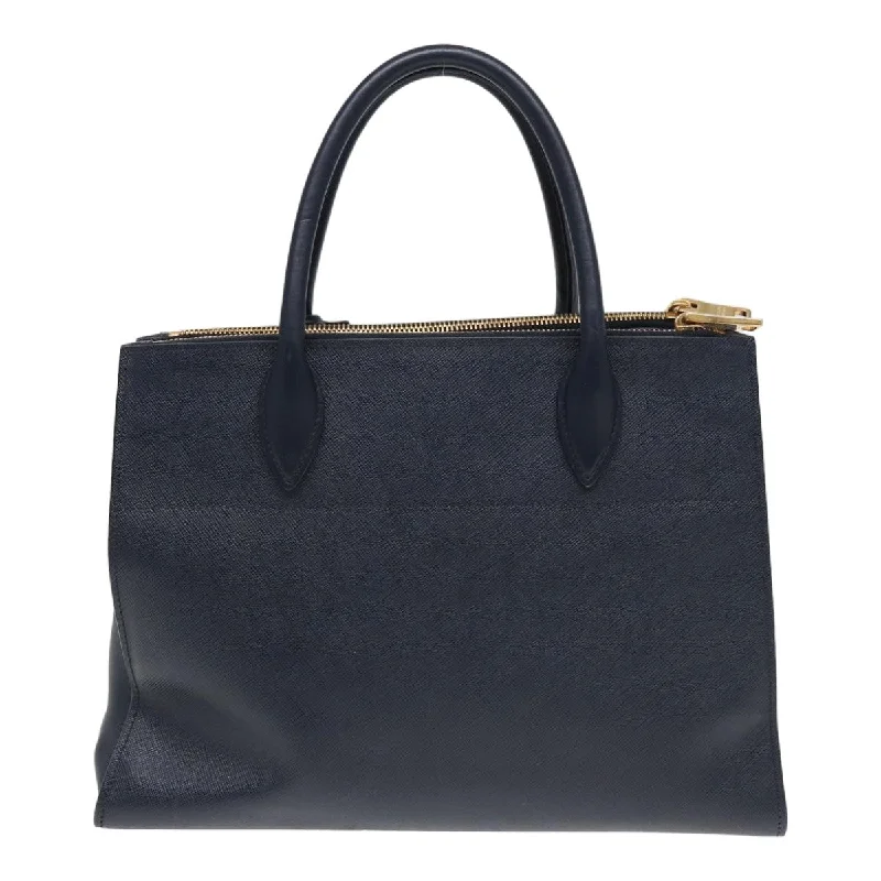 Prada bags with a chain - link trim and a leather body for a modern and stylish edgePRADA Hand Bag Safiano leather 2way Navy  ar12198