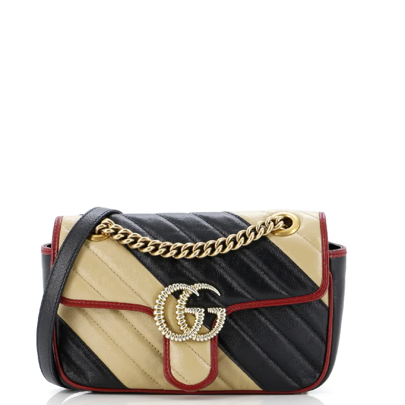 Prada bags with a back - zip pocket for storing valuables securelyGG Marmont Flap Bag Diagonal Quilted Leather Mini