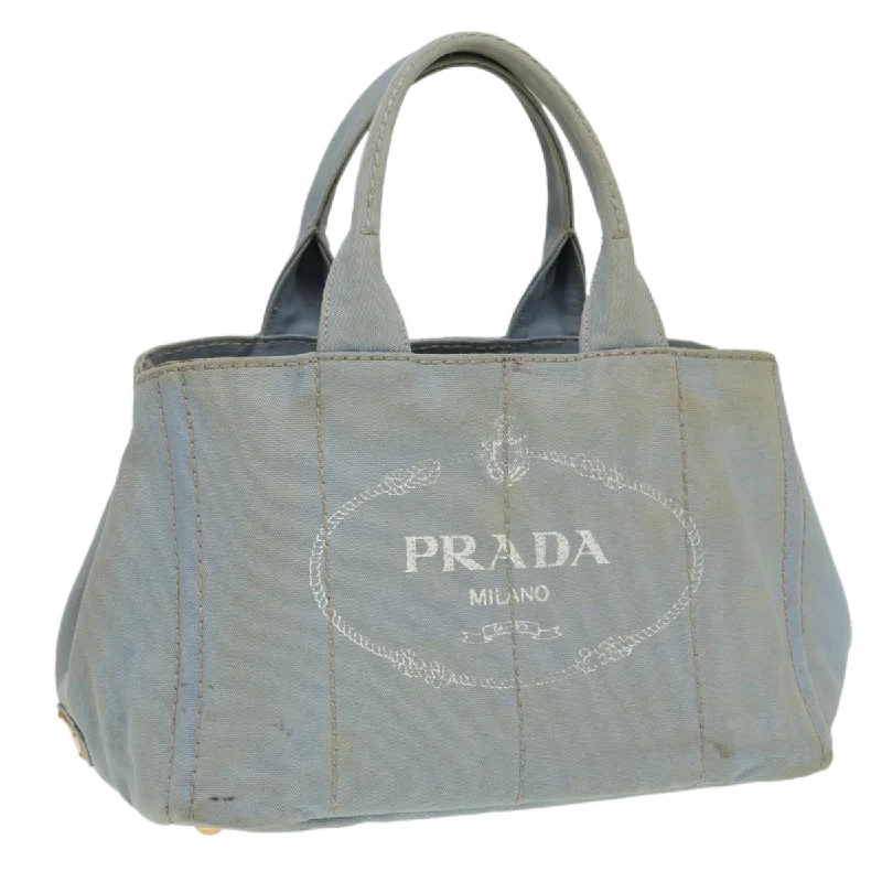 Prada bags with a zip - top closure and multiple interior pockets for organizationPRADA Canapa MM Hand Bag Canvas Blue Auth bs16229