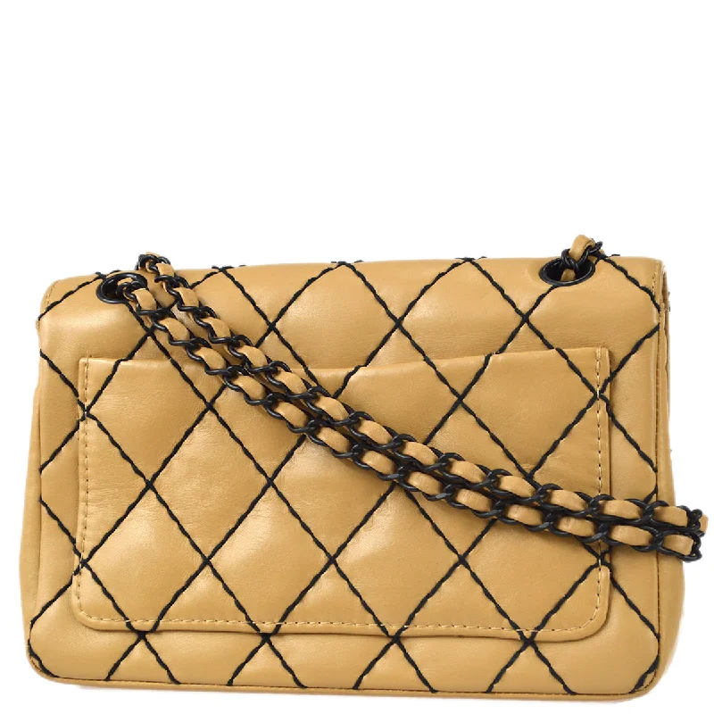 Chanel Vintage Inspired Handbag for Retro LoversChanel Wild Stitch Straight Flap Chain Shoulder Bag Beige Calfskin