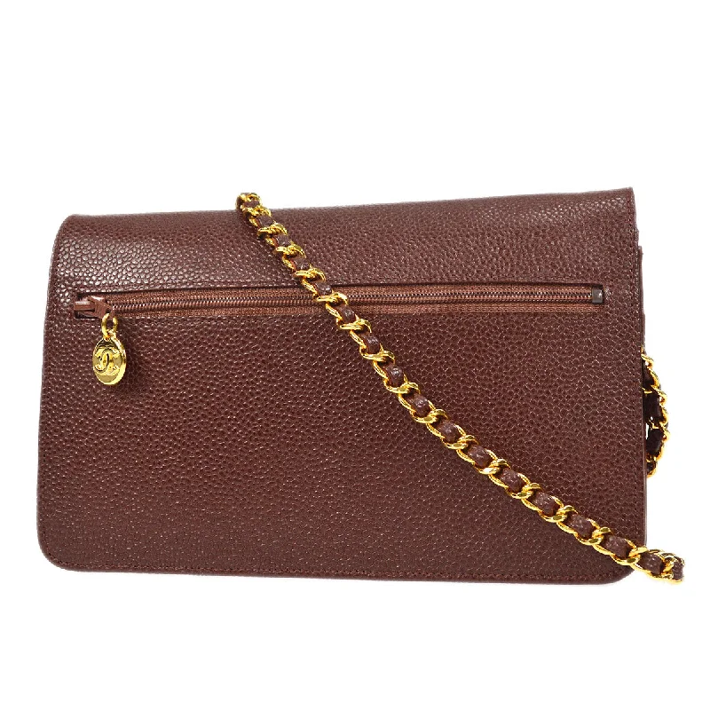 Chanel Classic Flap Bag for Evening PartyCHANEL WOC Chain Shoulder Wallet Bag Brown Caviar