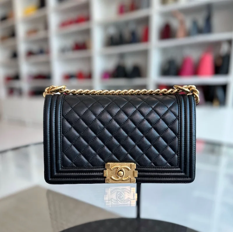 Chanel New Arrival Handbag with Gold HardwareBoy Old Medium 25CM Lambskin Black GHW No 24