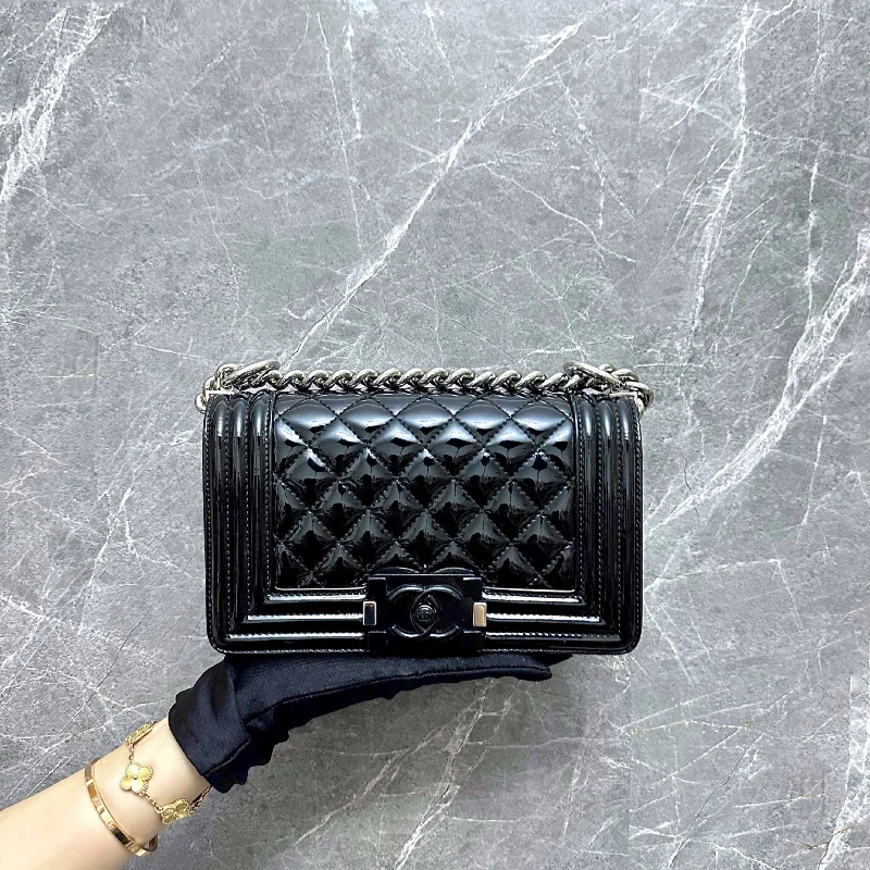 Chanel All - Match Handbag for Versatile StylingBoy Small So Black Patent Leather Black SHW No 20