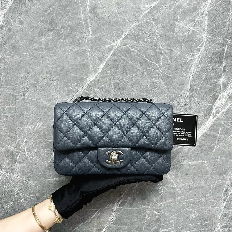 Chanel Vintage Inspired Handbag for Retro LoversCaviar Classic Flap Mini Rectangular Dark Grey No23