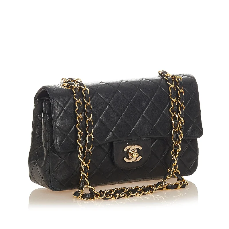 Chanel Handbag with Adjustable Strap for ComfortChanel Classic Small Lambskin Leather Double Flap Bag (28015)