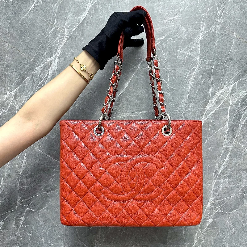 Chanel Small Crossbody Bag for TravelGST Grand Shopping Tote Caviar Salmon Red