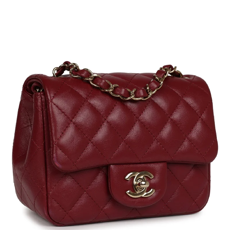 Chanel Vintage Inspired Handbag for Retro LoversChanel Mini Classic Square Flap Burgundy Lambskin Gold Hardware