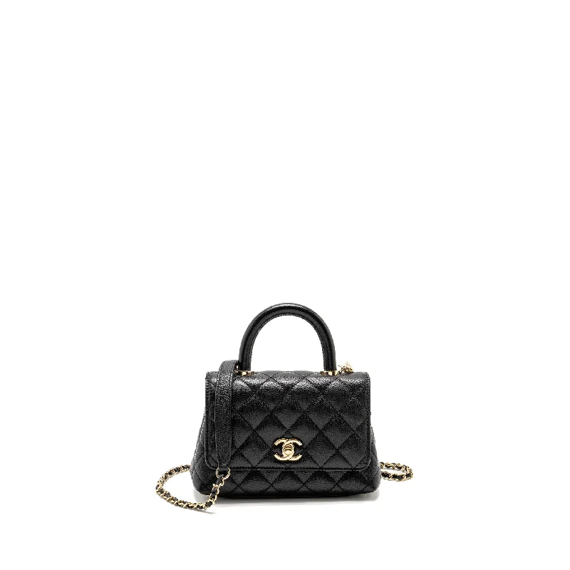 Chanel Vintage Inspired Handbag for Retro LoversCHANEL Mini Coco Handle Caviar Black LGHW (Microchip)