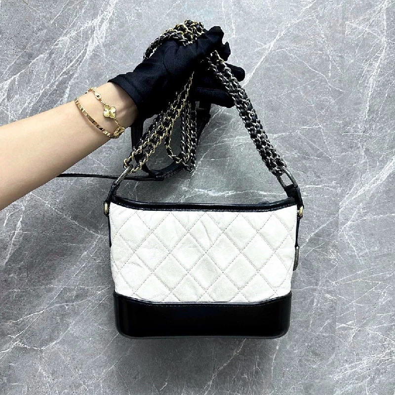 Chanel All - Match Handbag for Versatile Styling*No 28* Gabrielle Small Hobo Quilted Agend Calfskin White No 28