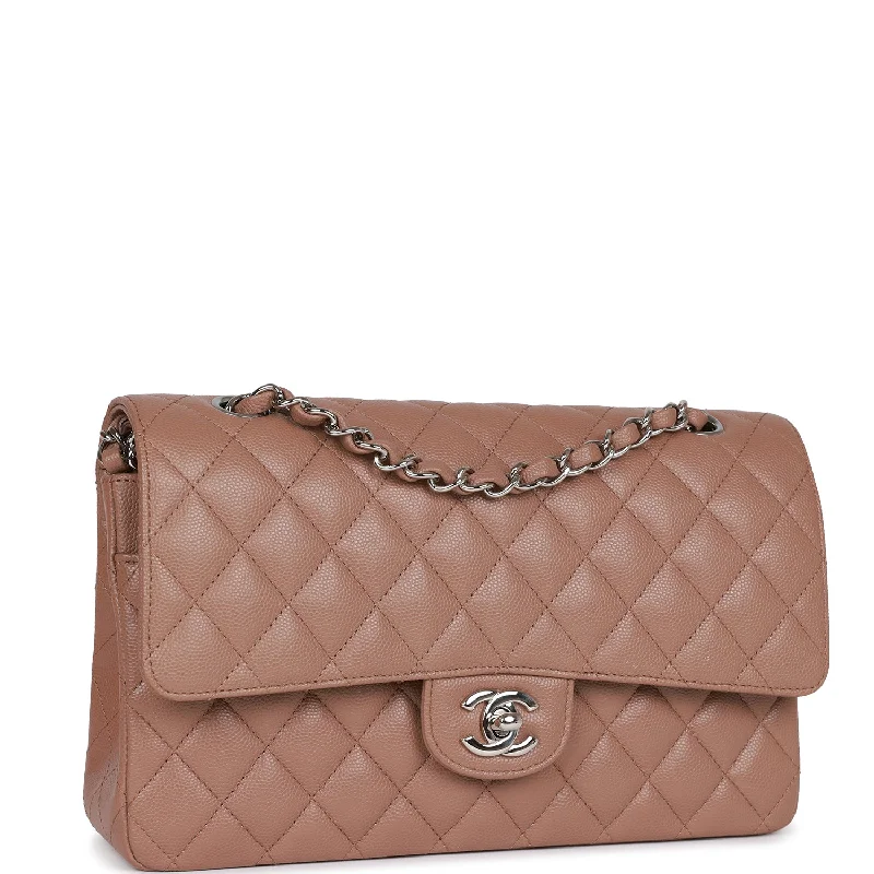 Chanel Luxury Handbag for High - End EventsChanel Medium Classic Double Flap Bag Beige Caviar Silver Hardware