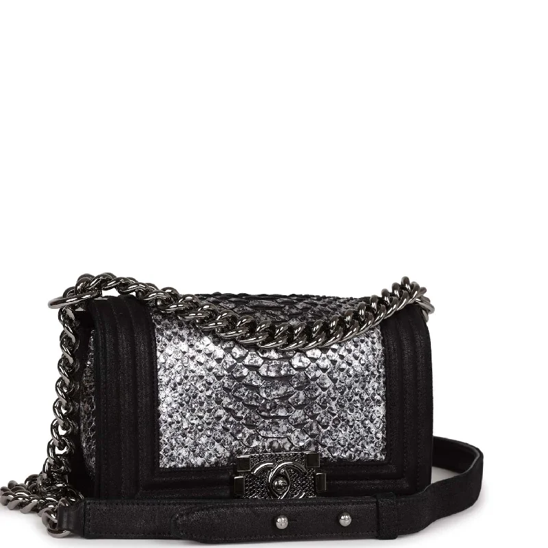 Chanel Classic Flap Bag for Evening PartyChanel Small Boy Bag Black Suede and Silver Python Silver Hardware