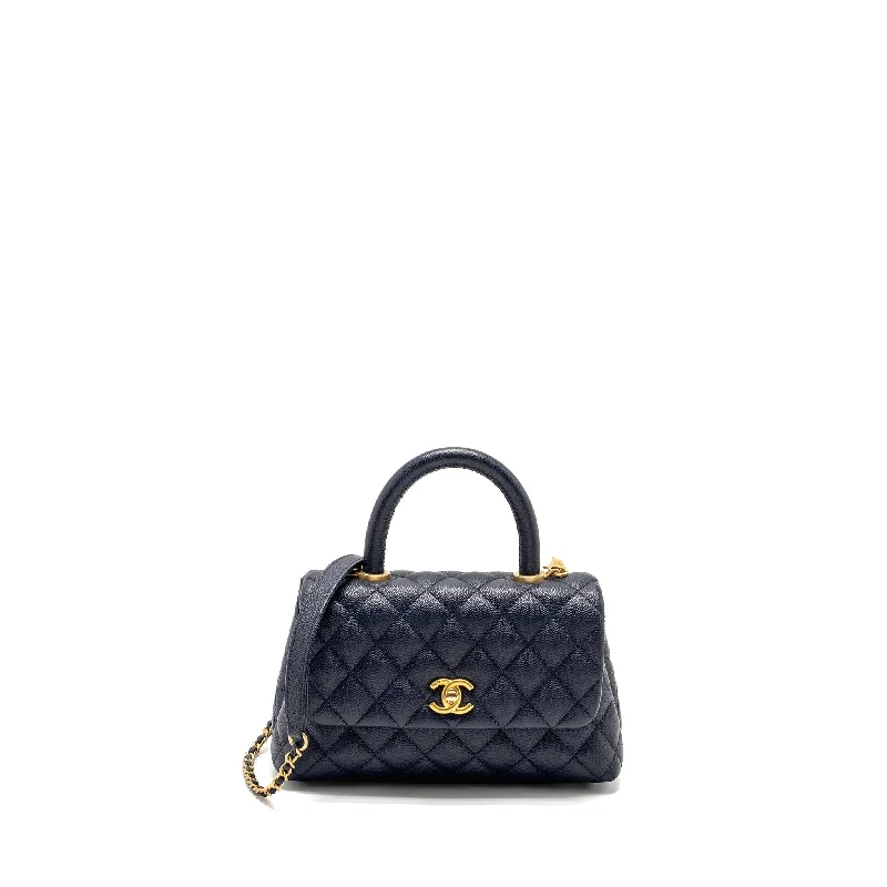 Chanel Handbag with Adjustable Strap for ComfortChanel Small Coco Handle Caviar Navy GHW